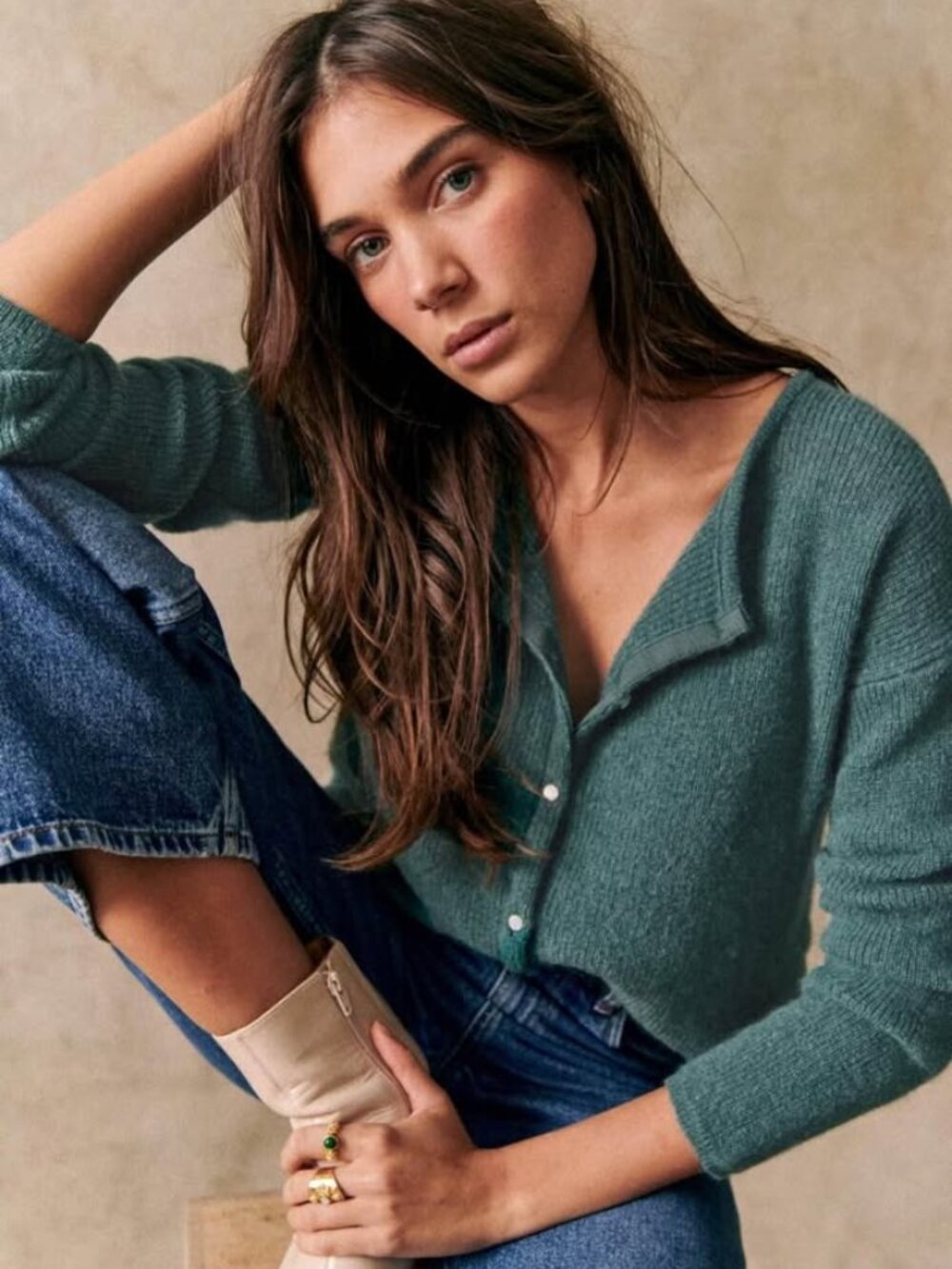 Sezane Gaspard Cardigan Sweater Sage Green Size Small Mohair Alpaca - Picture 16 of 17
